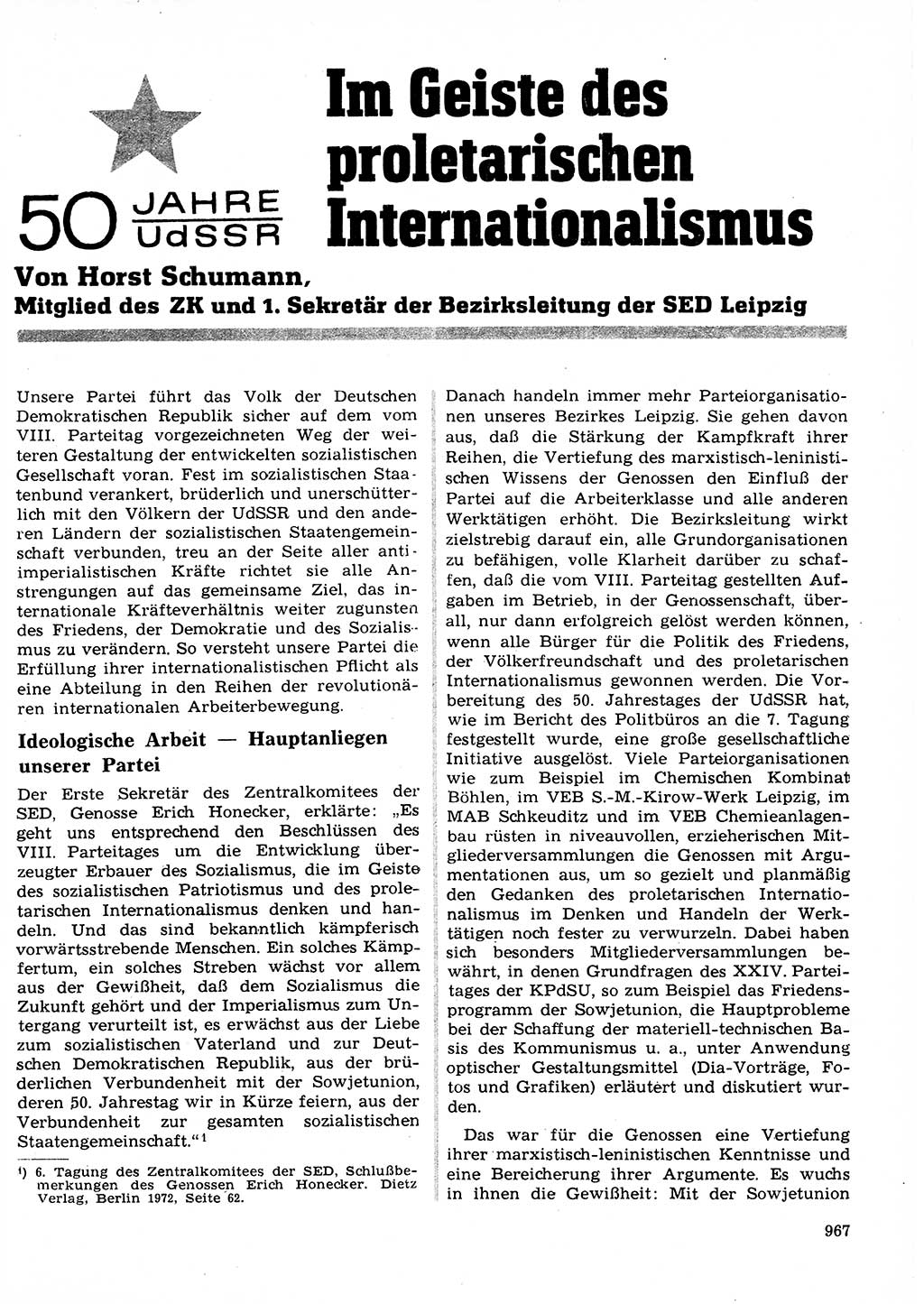 Neuer Weg (NW), Organ des Zentralkomitees (ZK) der SED (Sozialistische Einheitspartei Deutschlands) für Fragen des Parteilebens, 27. Jahrgang [Deutsche Demokratische Republik (DDR)] 1972, Seite 967 (NW ZK SED DDR 1972, S. 967)