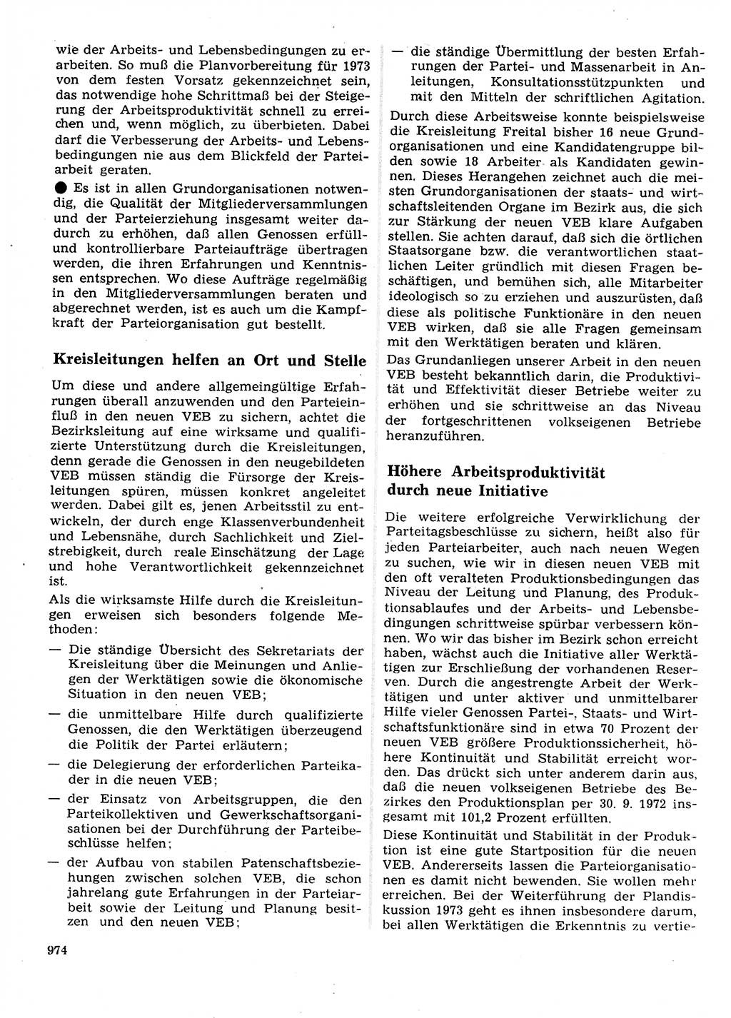 Neuer Weg (NW), Organ des Zentralkomitees (ZK) der SED (Sozialistische Einheitspartei Deutschlands) für Fragen des Parteilebens, 27. Jahrgang [Deutsche Demokratische Republik (DDR)] 1972, Seite 974 (NW ZK SED DDR 1972, S. 974)