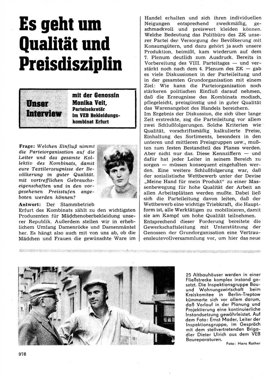 Neuer Weg (NW), Organ des Zentralkomitees (ZK) der SED (Sozialistische Einheitspartei Deutschlands) für Fragen des Parteilebens, 27. Jahrgang [Deutsche Demokratische Republik (DDR)] 1972, Seite 976 (NW ZK SED DDR 1972, S. 976)