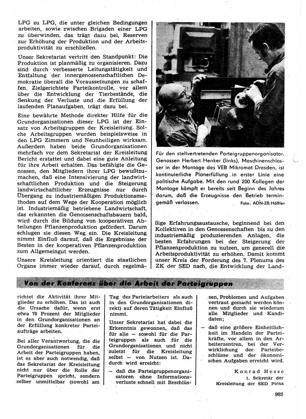 Neuer Weg (NW), Organ des Zentralkomitees (ZK) der SED (Sozialistische Einheitspartei Deutschlands) für Fragen des Parteilebens, 27. Jahrgang [Deutsche Demokratische Republik (DDR)] 1972, Seite 985 (NW ZK SED DDR 1972, S. 985)