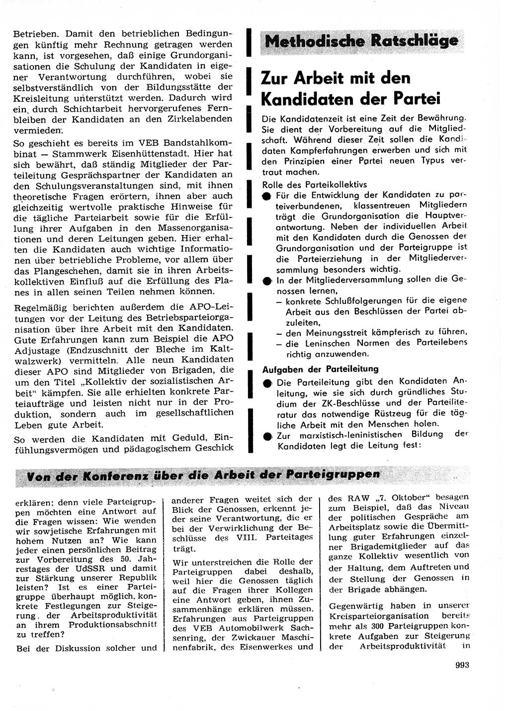 Neuer Weg (NW), Organ des Zentralkomitees (ZK) der SED (Sozialistische Einheitspartei Deutschlands) für Fragen des Parteilebens, 27. Jahrgang [Deutsche Demokratische Republik (DDR)] 1972, Seite 993 (NW ZK SED DDR 1972, S. 993)