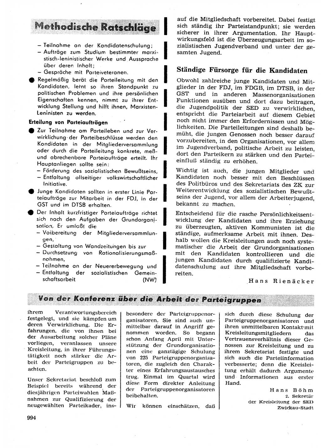 Neuer Weg (NW), Organ des Zentralkomitees (ZK) der SED (Sozialistische Einheitspartei Deutschlands) für Fragen des Parteilebens, 27. Jahrgang [Deutsche Demokratische Republik (DDR)] 1972, Seite 994 (NW ZK SED DDR 1972, S. 994)