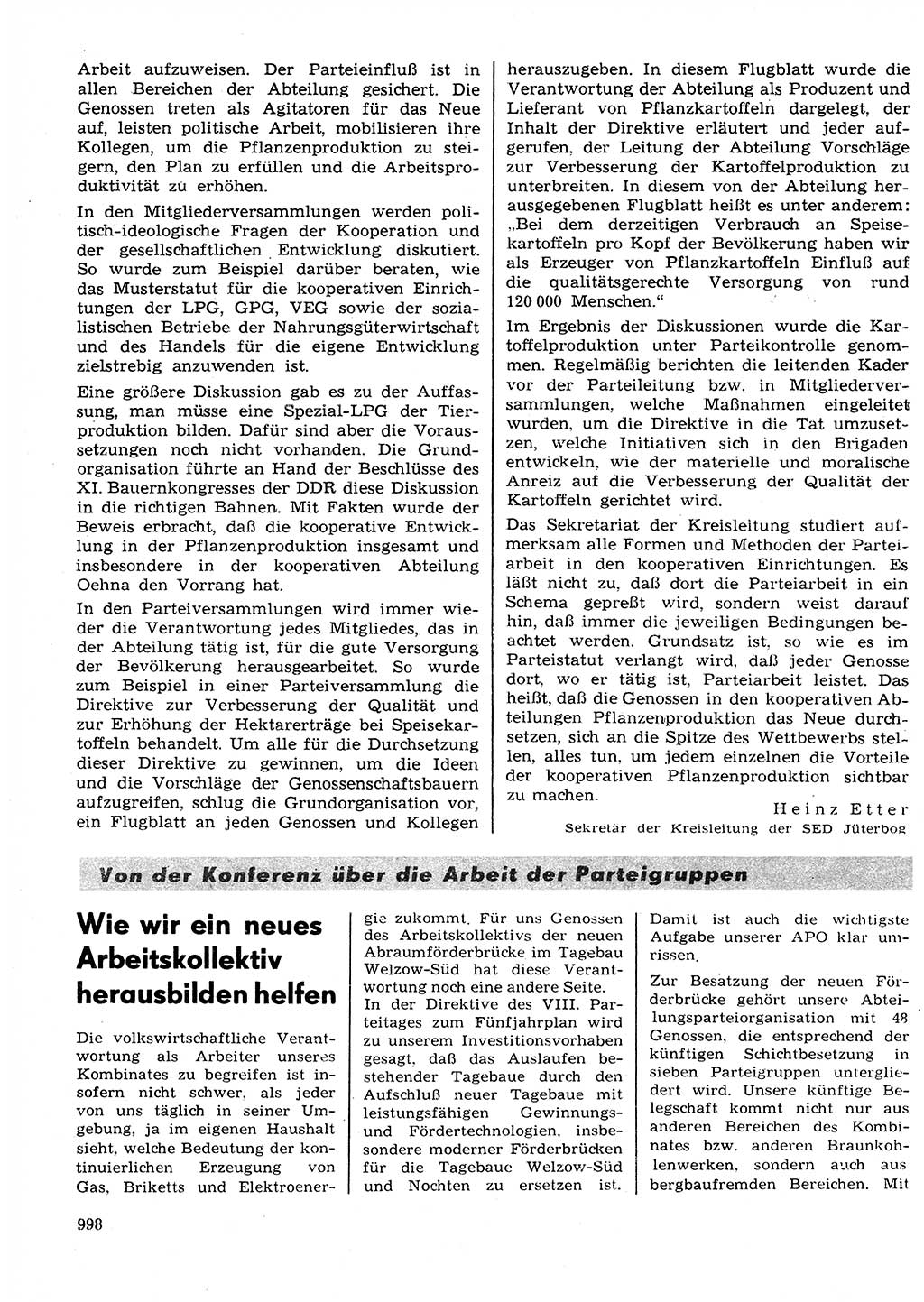 Neuer Weg (NW), Organ des Zentralkomitees (ZK) der SED (Sozialistische Einheitspartei Deutschlands) für Fragen des Parteilebens, 27. Jahrgang [Deutsche Demokratische Republik (DDR)] 1972, Seite 998 (NW ZK SED DDR 1972, S. 998)