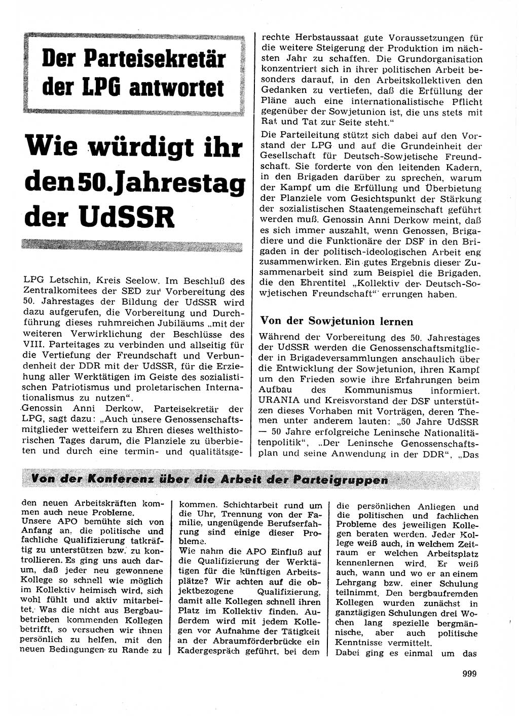 Neuer Weg (NW), Organ des Zentralkomitees (ZK) der SED (Sozialistische Einheitspartei Deutschlands) für Fragen des Parteilebens, 27. Jahrgang [Deutsche Demokratische Republik (DDR)] 1972, Seite 999 (NW ZK SED DDR 1972, S. 999)