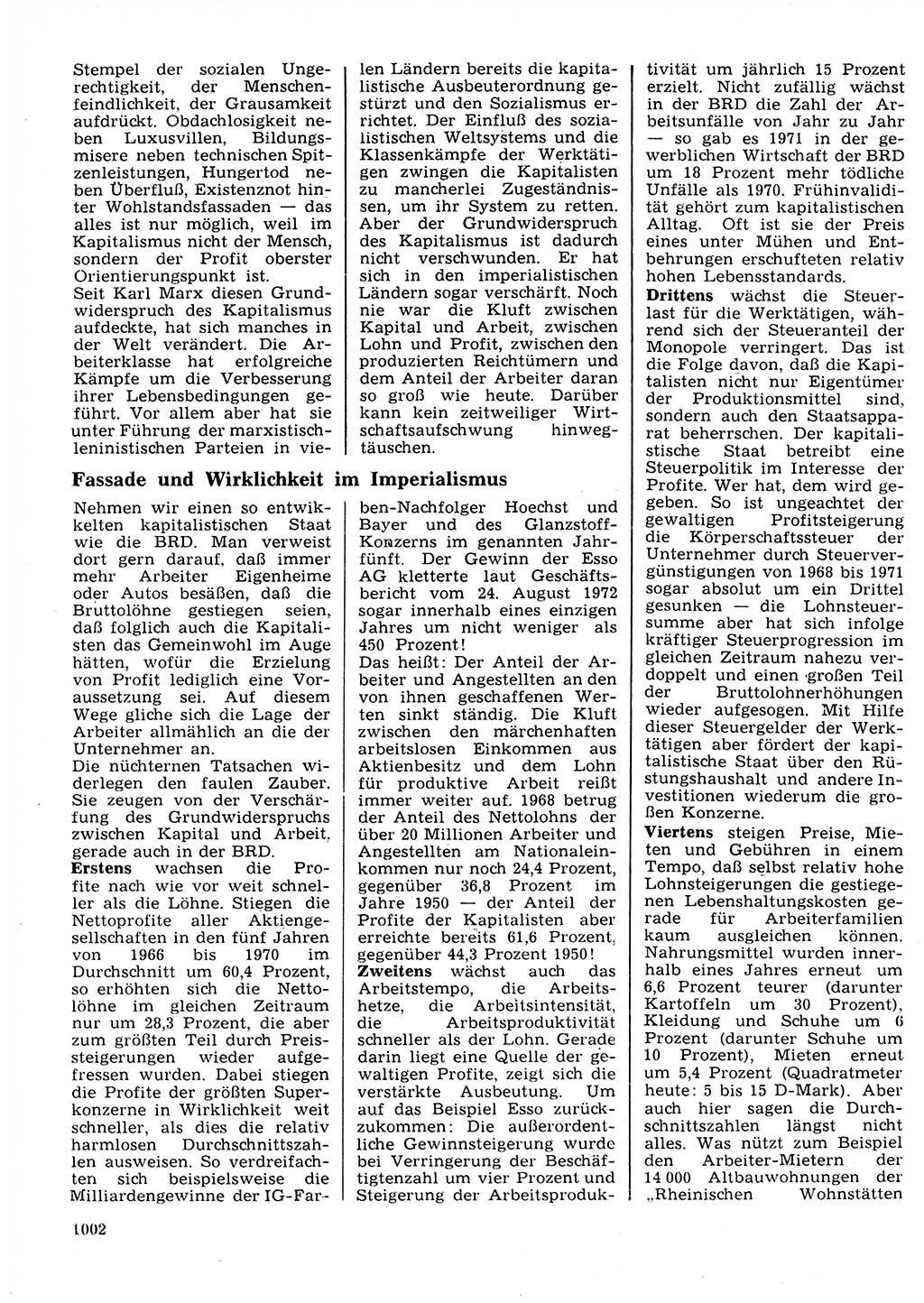 Neuer Weg (NW), Organ des Zentralkomitees (ZK) der SED (Sozialistische Einheitspartei Deutschlands) für Fragen des Parteilebens, 27. Jahrgang [Deutsche Demokratische Republik (DDR)] 1972, Seite 1002 (NW ZK SED DDR 1972, S. 1002)