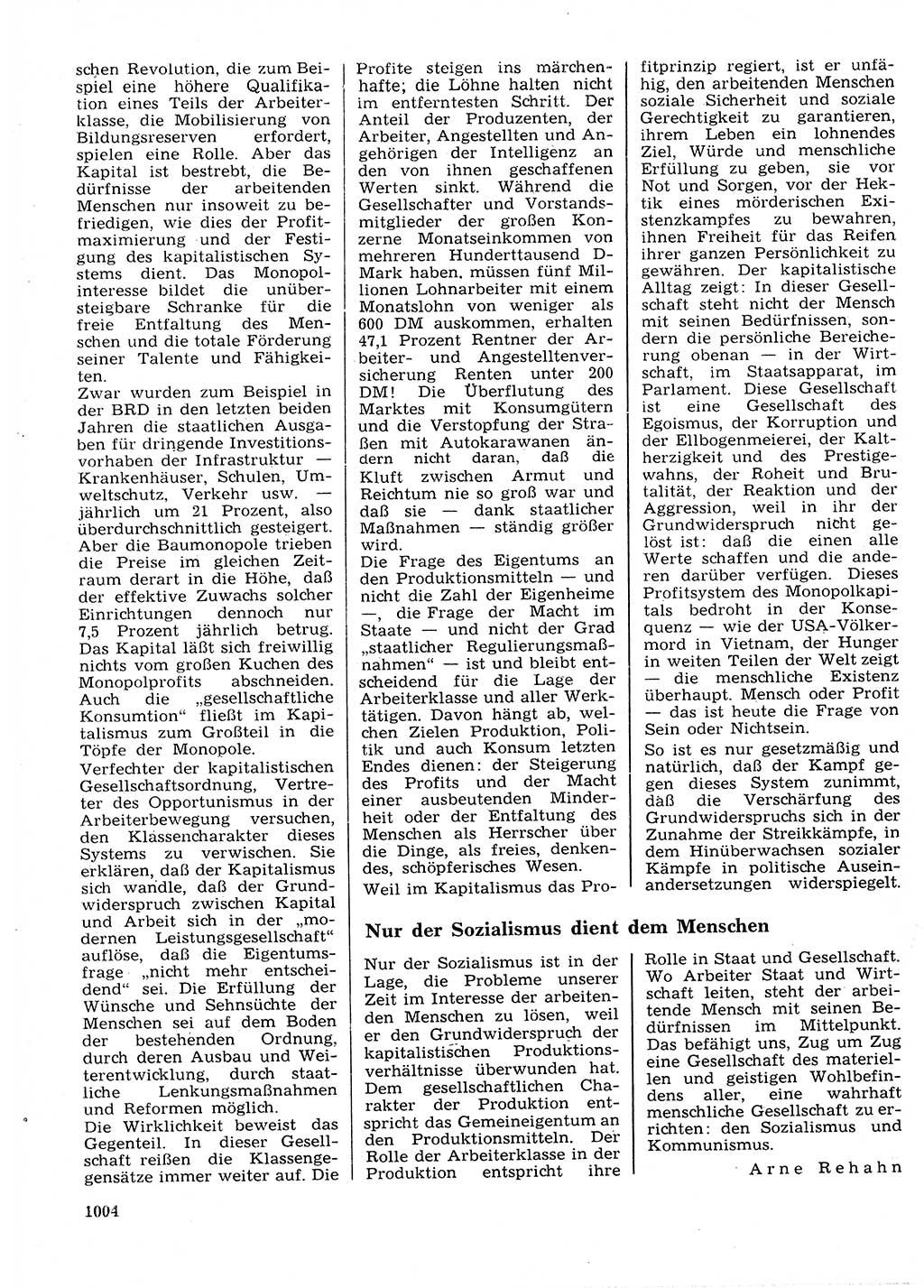 Neuer Weg (NW), Organ des Zentralkomitees (ZK) der SED (Sozialistische Einheitspartei Deutschlands) für Fragen des Parteilebens, 27. Jahrgang [Deutsche Demokratische Republik (DDR)] 1972, Seite 1004 (NW ZK SED DDR 1972, S. 1004)