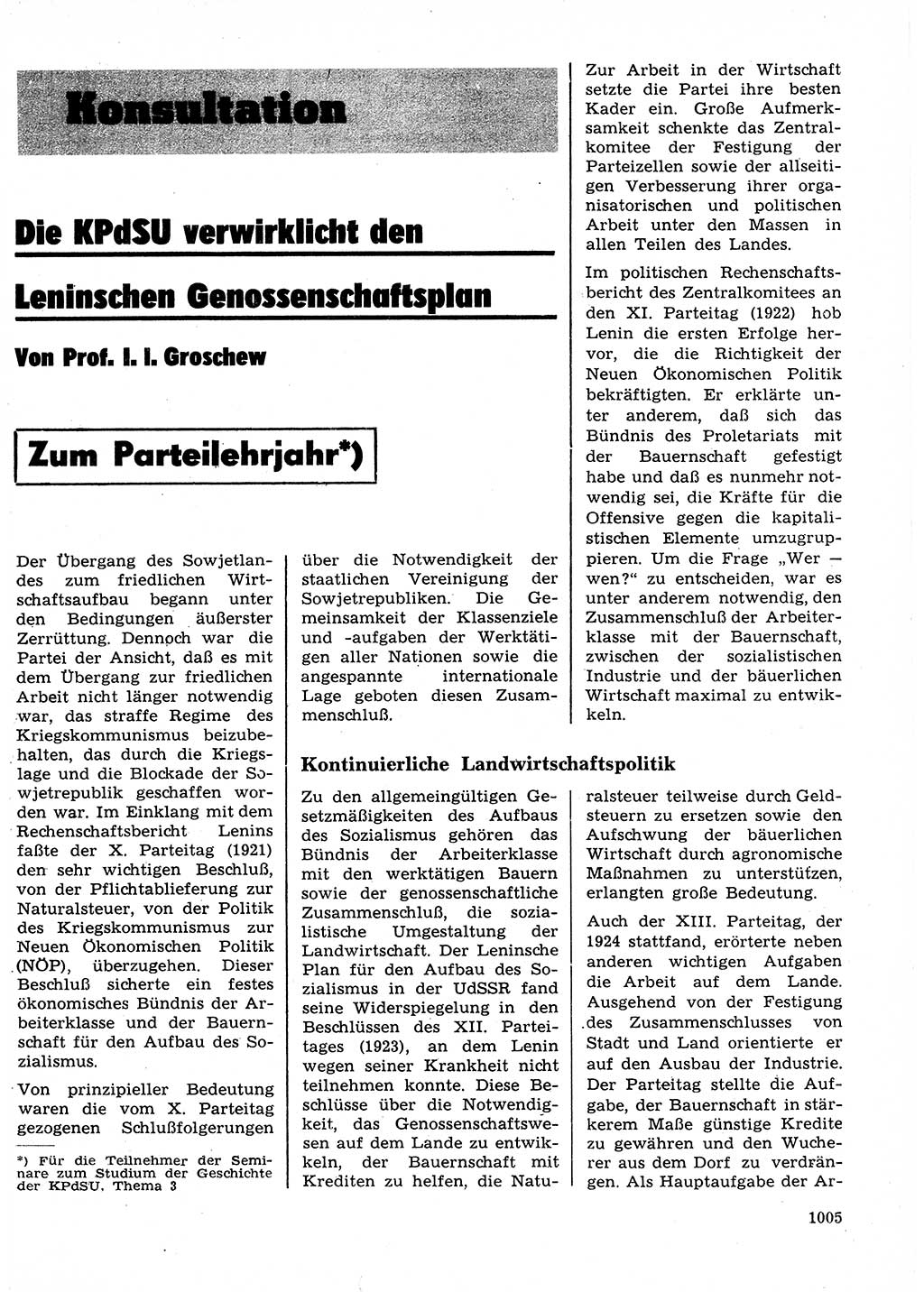 Neuer Weg (NW), Organ des Zentralkomitees (ZK) der SED (Sozialistische Einheitspartei Deutschlands) für Fragen des Parteilebens, 27. Jahrgang [Deutsche Demokratische Republik (DDR)] 1972, Seite 1005 (NW ZK SED DDR 1972, S. 1005)