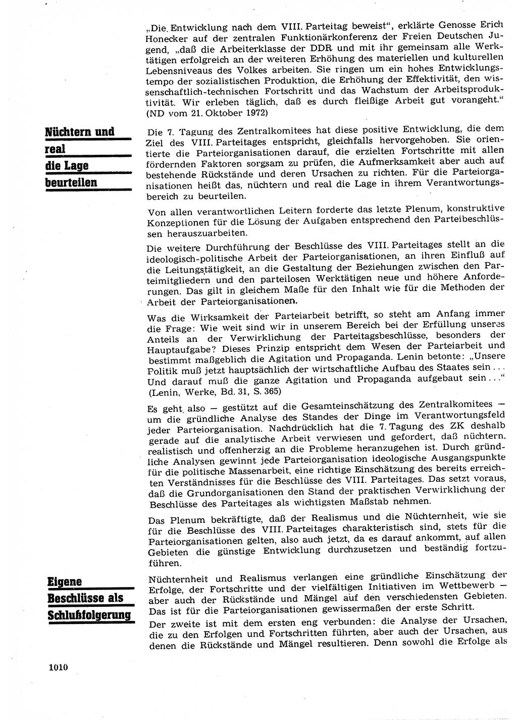 Neuer Weg (NW), Organ des Zentralkomitees (ZK) der SED (Sozialistische Einheitspartei Deutschlands) für Fragen des Parteilebens, 27. Jahrgang [Deutsche Demokratische Republik (DDR)] 1972, Seite 1010 (NW ZK SED DDR 1972, S. 1010)