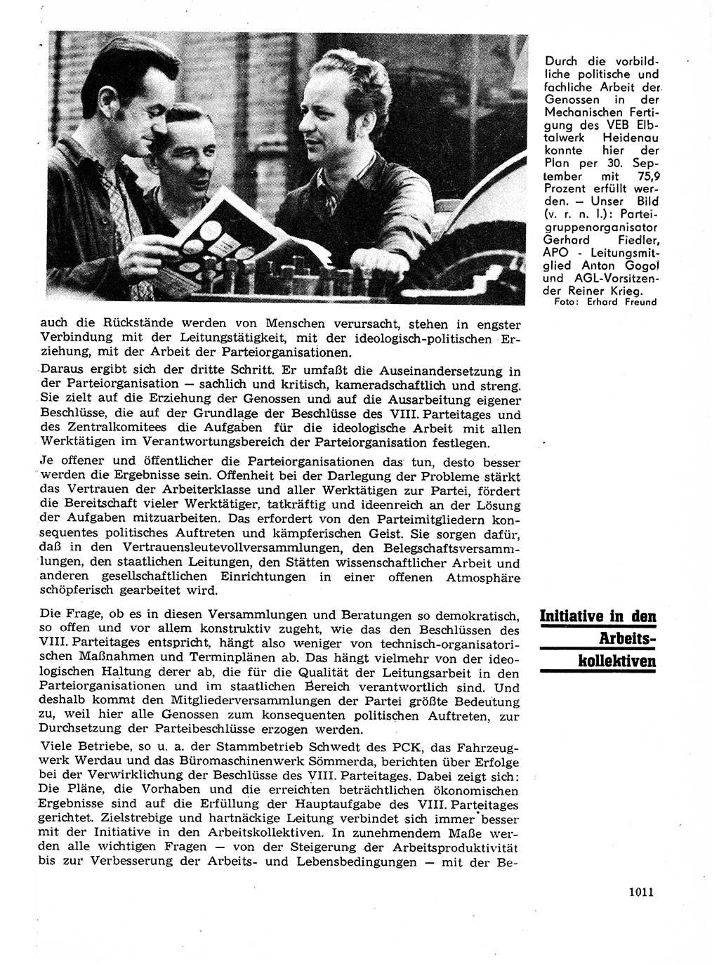 Neuer Weg (NW), Organ des Zentralkomitees (ZK) der SED (Sozialistische Einheitspartei Deutschlands) für Fragen des Parteilebens, 27. Jahrgang [Deutsche Demokratische Republik (DDR)] 1972, Seite 1011 (NW ZK SED DDR 1972, S. 1011)