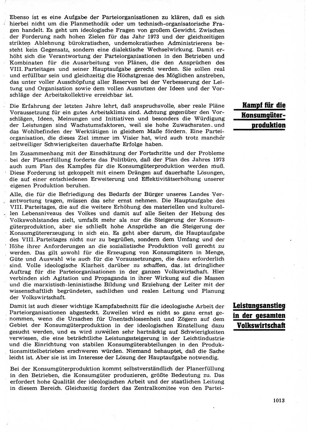 Neuer Weg (NW), Organ des Zentralkomitees (ZK) der SED (Sozialistische Einheitspartei Deutschlands) für Fragen des Parteilebens, 27. Jahrgang [Deutsche Demokratische Republik (DDR)] 1972, Seite 1013 (NW ZK SED DDR 1972, S. 1013)