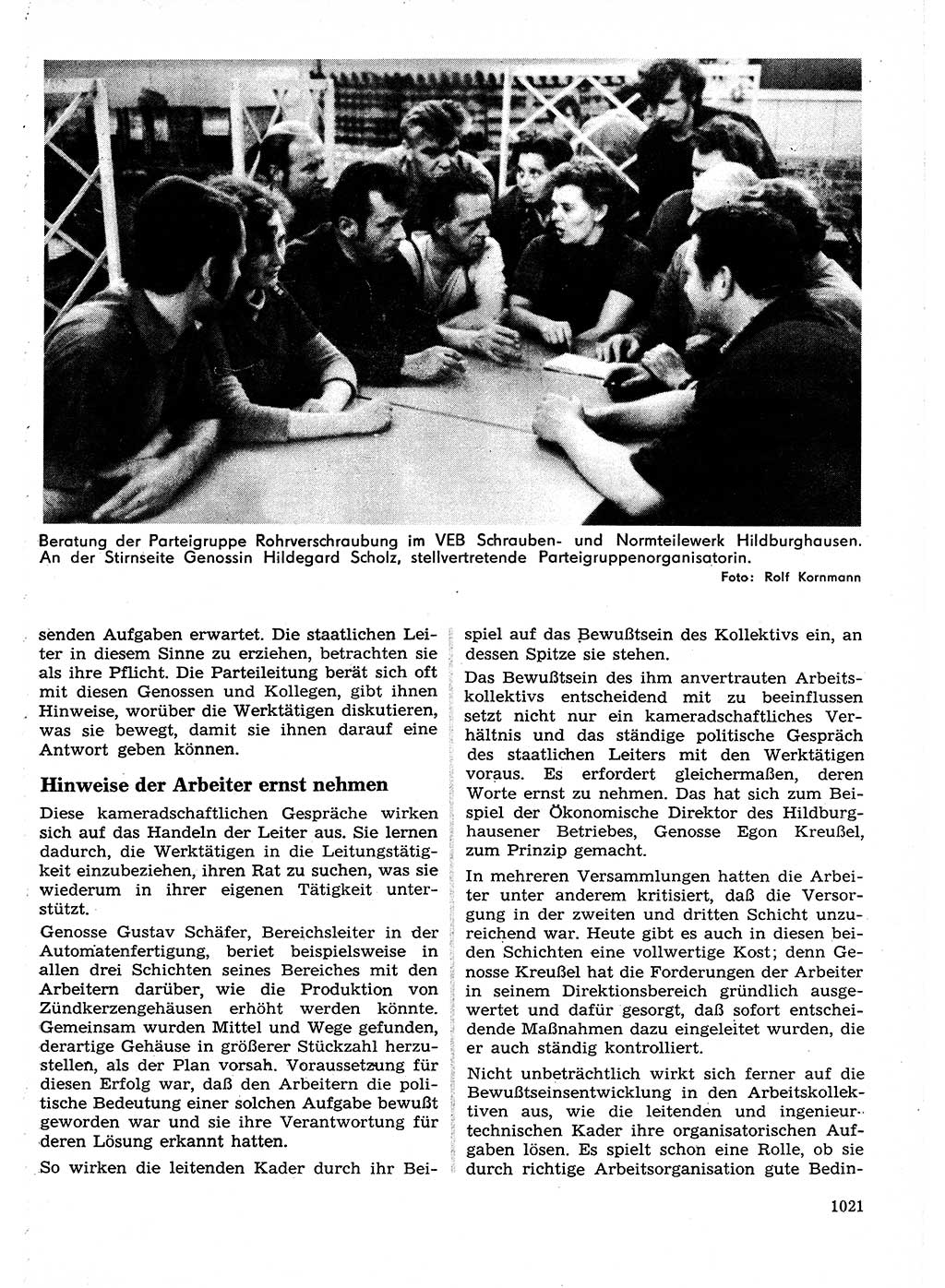 Neuer Weg (NW), Organ des Zentralkomitees (ZK) der SED (Sozialistische Einheitspartei Deutschlands) für Fragen des Parteilebens, 27. Jahrgang [Deutsche Demokratische Republik (DDR)] 1972, Seite 1021 (NW ZK SED DDR 1972, S. 1021)