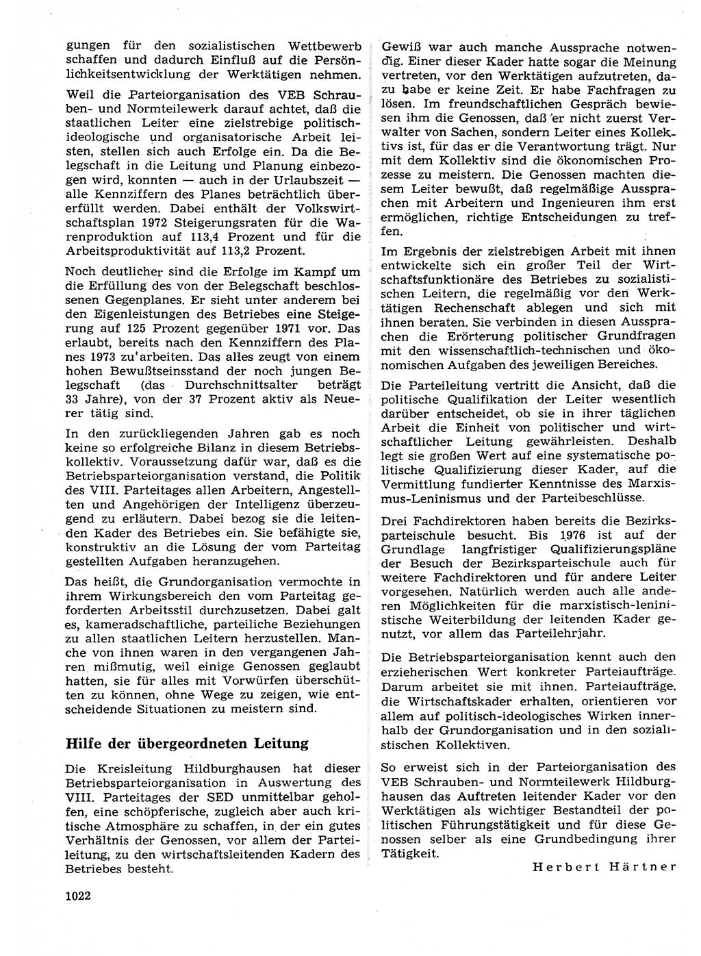 Neuer Weg (NW), Organ des Zentralkomitees (ZK) der SED (Sozialistische Einheitspartei Deutschlands) für Fragen des Parteilebens, 27. Jahrgang [Deutsche Demokratische Republik (DDR)] 1972, Seite 1022 (NW ZK SED DDR 1972, S. 1022)