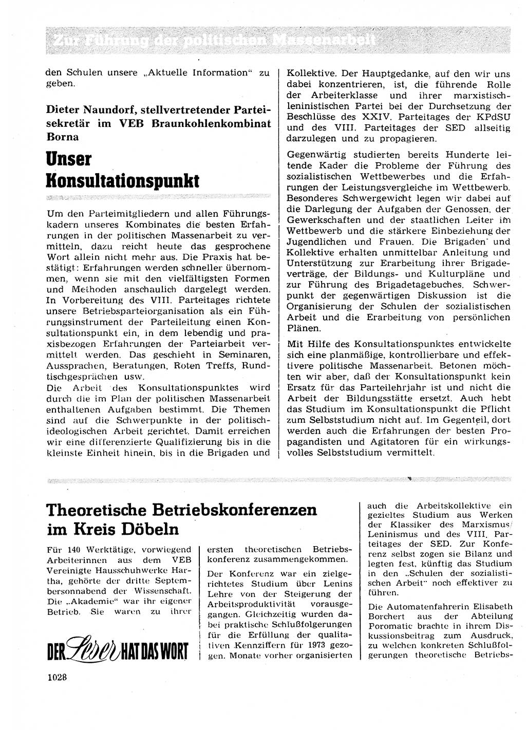 Neuer Weg (NW), Organ des Zentralkomitees (ZK) der SED (Sozialistische Einheitspartei Deutschlands) für Fragen des Parteilebens, 27. Jahrgang [Deutsche Demokratische Republik (DDR)] 1972, Seite 1028 (NW ZK SED DDR 1972, S. 1028)