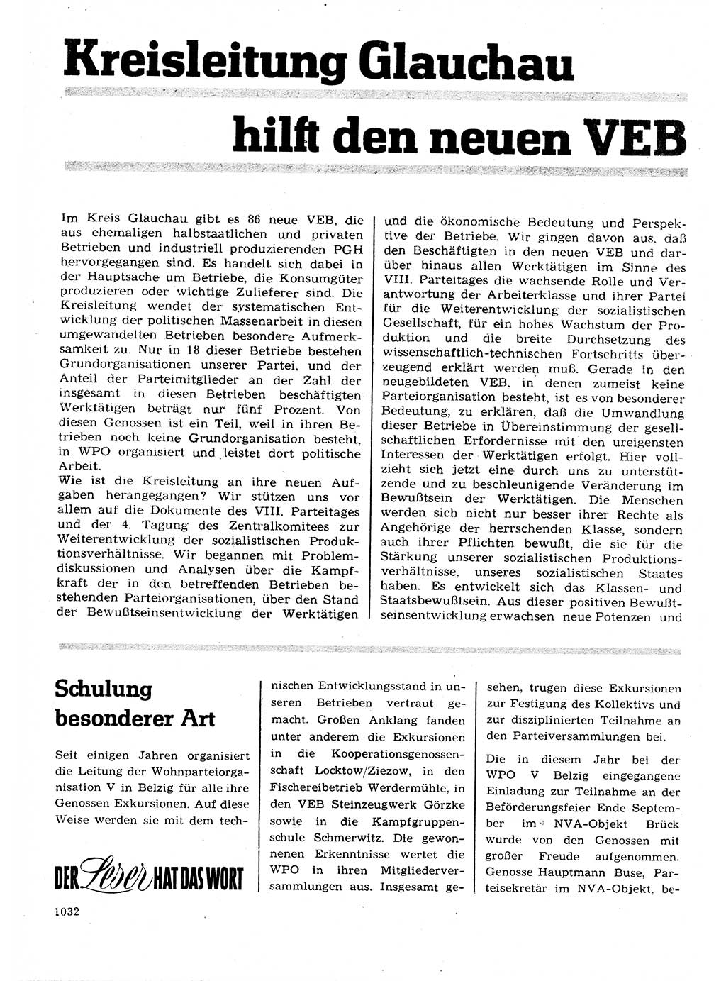 Neuer Weg (NW), Organ des Zentralkomitees (ZK) der SED (Sozialistische Einheitspartei Deutschlands) für Fragen des Parteilebens, 27. Jahrgang [Deutsche Demokratische Republik (DDR)] 1972, Seite 1032 (NW ZK SED DDR 1972, S. 1032)