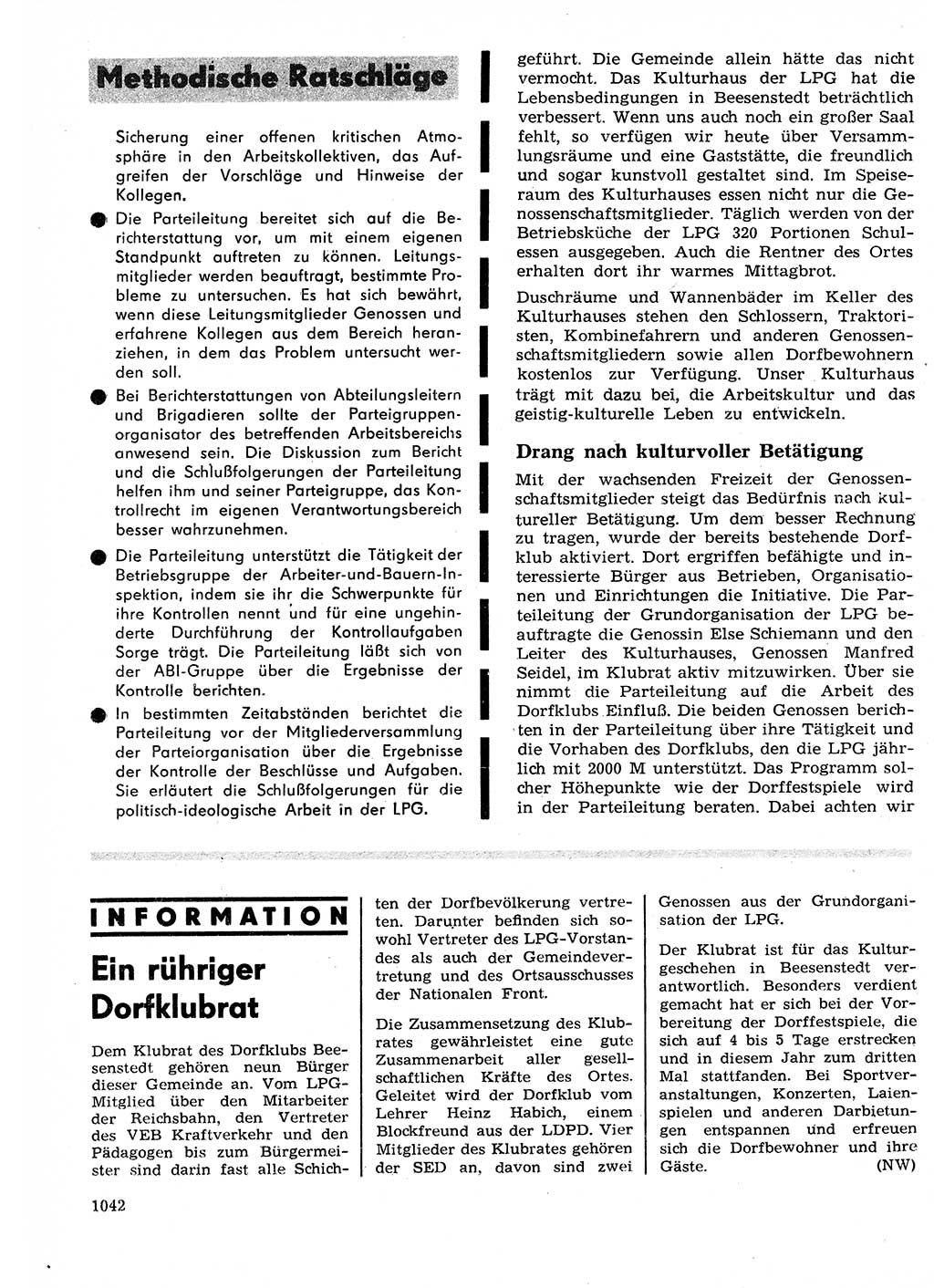 Neuer Weg (NW), Organ des Zentralkomitees (ZK) der SED (Sozialistische Einheitspartei Deutschlands) für Fragen des Parteilebens, 27. Jahrgang [Deutsche Demokratische Republik (DDR)] 1972, Seite 1042 (NW ZK SED DDR 1972, S. 1042)