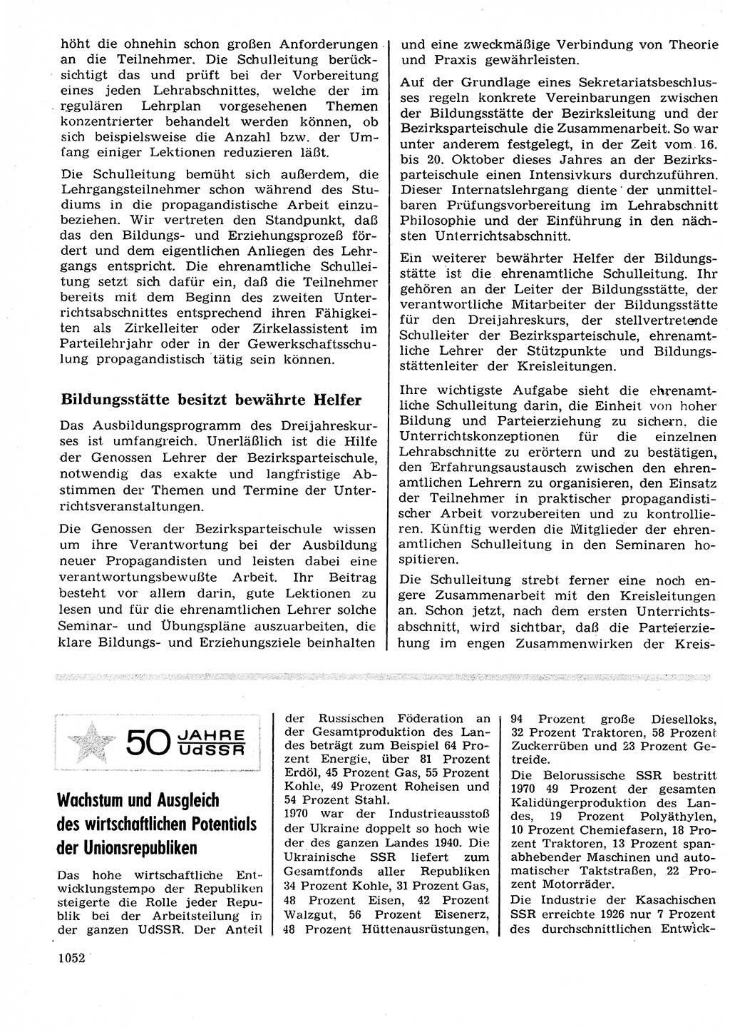 Neuer Weg (NW), Organ des Zentralkomitees (ZK) der SED (Sozialistische Einheitspartei Deutschlands) für Fragen des Parteilebens, 27. Jahrgang [Deutsche Demokratische Republik (DDR)] 1972, Seite 1052 (NW ZK SED DDR 1972, S. 1052)