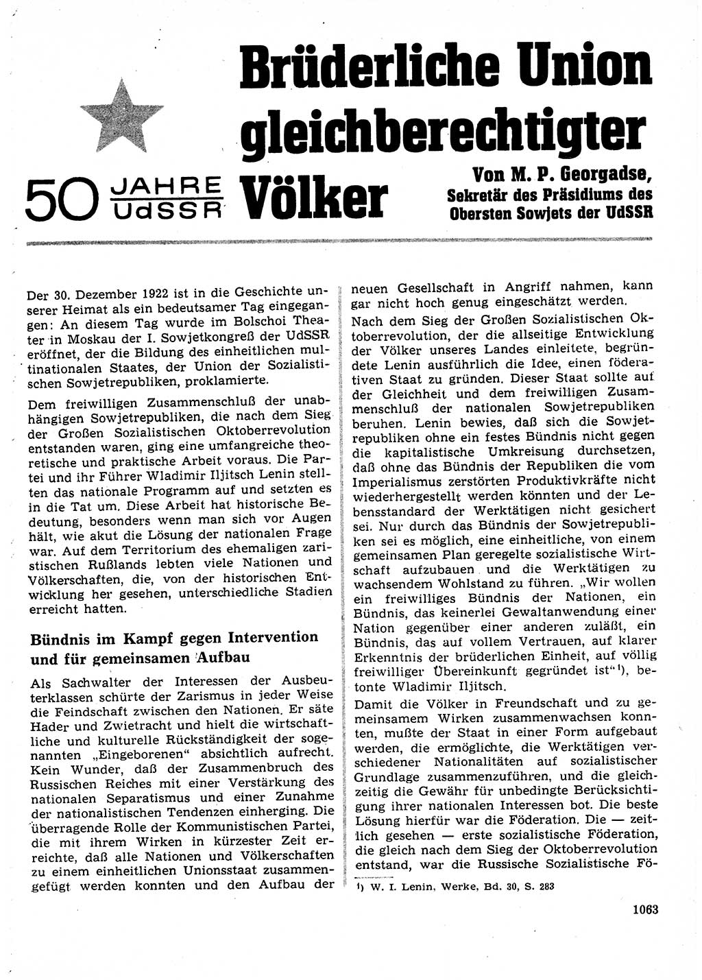 Neuer Weg (NW), Organ des Zentralkomitees (ZK) der SED (Sozialistische Einheitspartei Deutschlands) für Fragen des Parteilebens, 27. Jahrgang [Deutsche Demokratische Republik (DDR)] 1972, Seite 1063 (NW ZK SED DDR 1972, S. 1063)