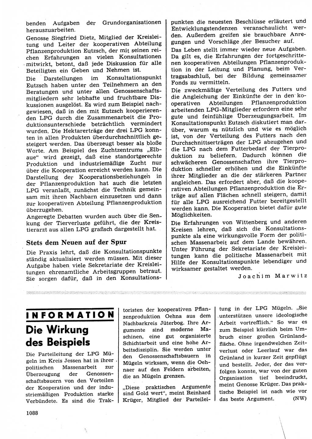 Neuer Weg (NW), Organ des Zentralkomitees (ZK) der SED (Sozialistische Einheitspartei Deutschlands) für Fragen des Parteilebens, 27. Jahrgang [Deutsche Demokratische Republik (DDR)] 1972, Seite 1088 (NW ZK SED DDR 1972, S. 1088)