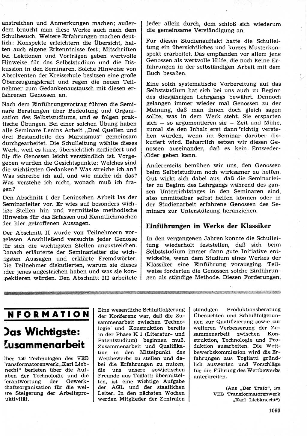 Neuer Weg (NW), Organ des Zentralkomitees (ZK) der SED (Sozialistische Einheitspartei Deutschlands) für Fragen des Parteilebens, 27. Jahrgang [Deutsche Demokratische Republik (DDR)] 1972, Seite 1093 (NW ZK SED DDR 1972, S. 1093)