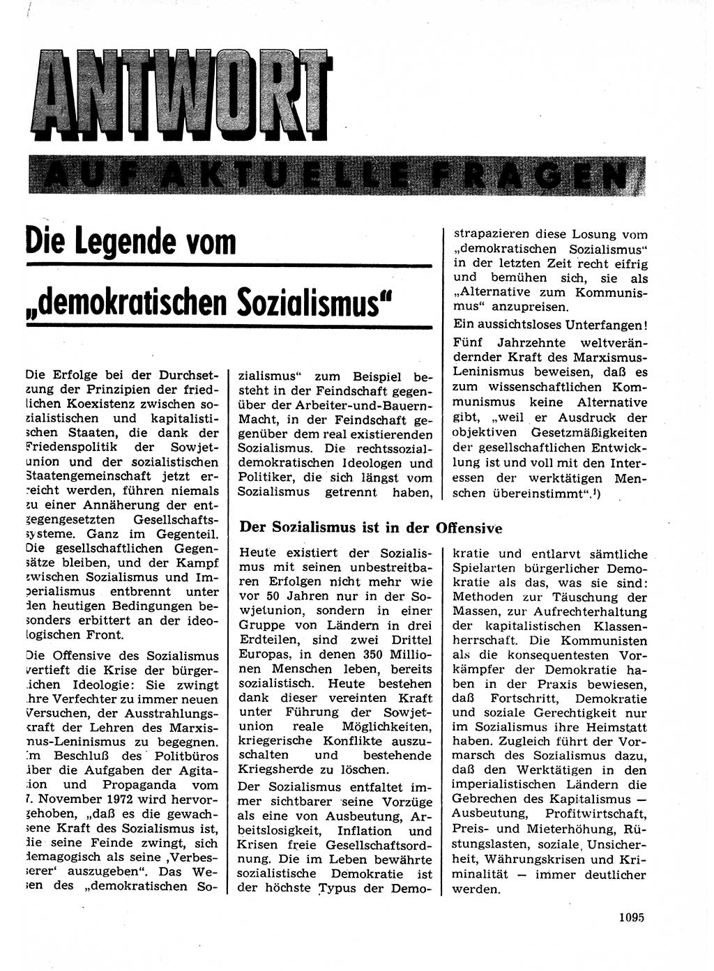 Neuer Weg (NW), Organ des Zentralkomitees (ZK) der SED (Sozialistische Einheitspartei Deutschlands) für Fragen des Parteilebens, 27. Jahrgang [Deutsche Demokratische Republik (DDR)] 1972, Seite 1095 (NW ZK SED DDR 1972, S. 1095)
