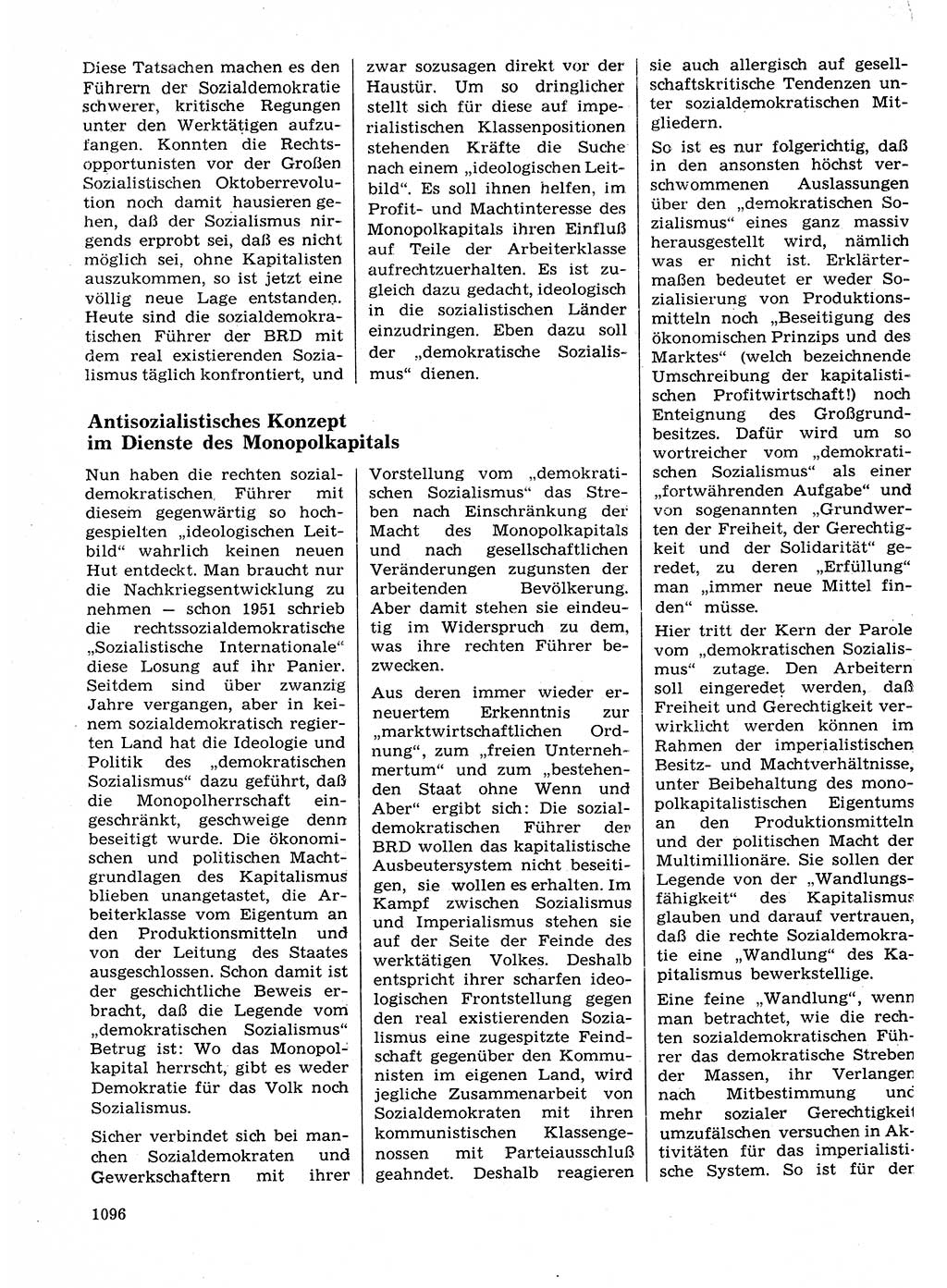Neuer Weg (NW), Organ des Zentralkomitees (ZK) der SED (Sozialistische Einheitspartei Deutschlands) für Fragen des Parteilebens, 27. Jahrgang [Deutsche Demokratische Republik (DDR)] 1972, Seite 1096 (NW ZK SED DDR 1972, S. 1096)
