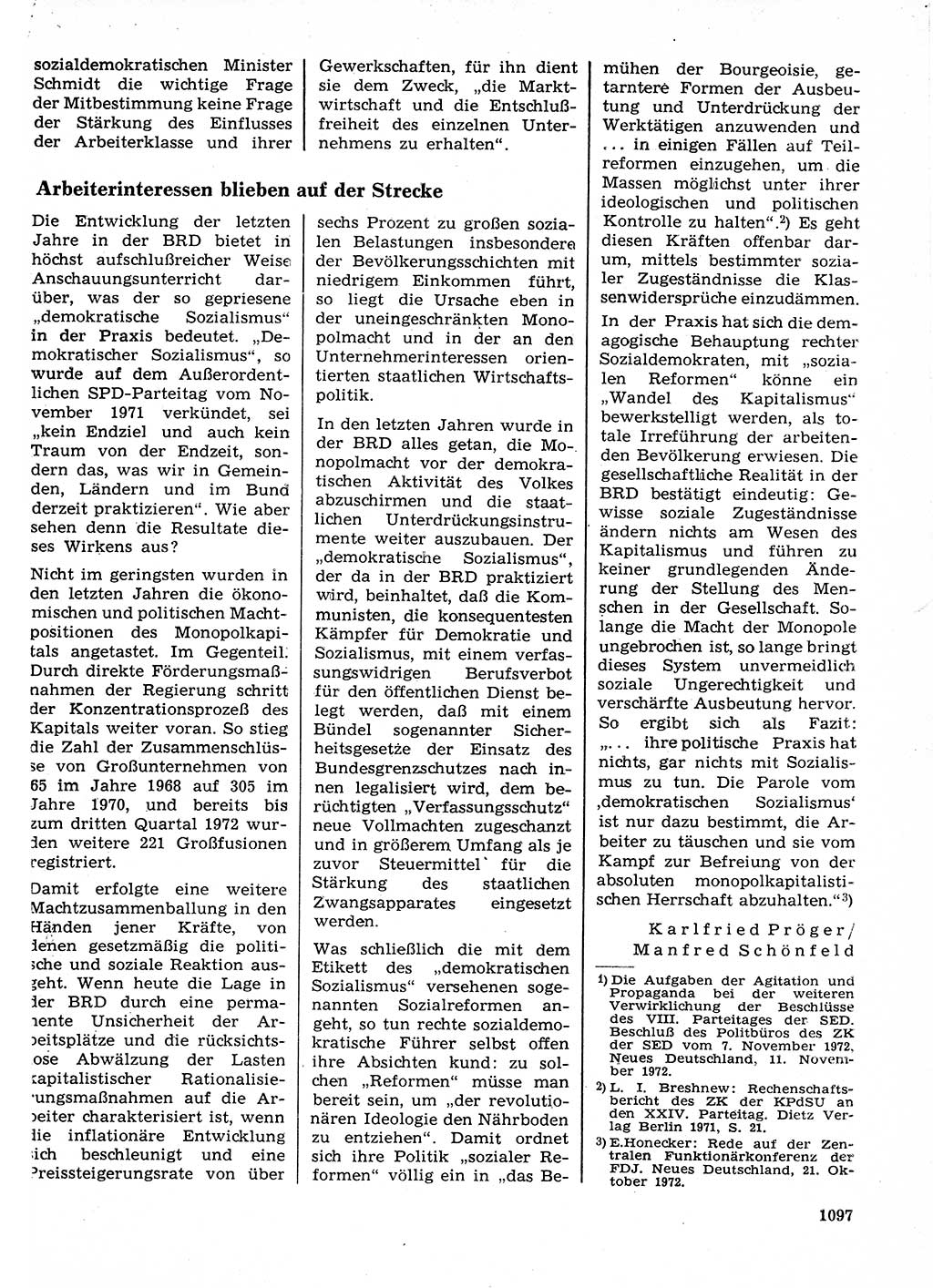 Neuer Weg (NW), Organ des Zentralkomitees (ZK) der SED (Sozialistische Einheitspartei Deutschlands) für Fragen des Parteilebens, 27. Jahrgang [Deutsche Demokratische Republik (DDR)] 1972, Seite 1097 (NW ZK SED DDR 1972, S. 1097)