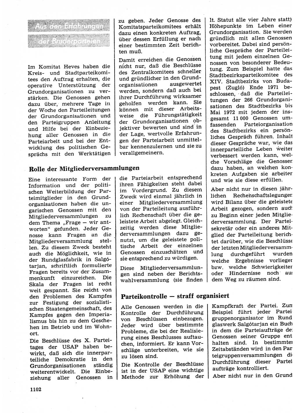 Neuer Weg (NW), Organ des Zentralkomitees (ZK) der SED (Sozialistische Einheitspartei Deutschlands) für Fragen des Parteilebens, 27. Jahrgang [Deutsche Demokratische Republik (DDR)] 1972, Seite 1102 (NW ZK SED DDR 1972, S. 1102)
