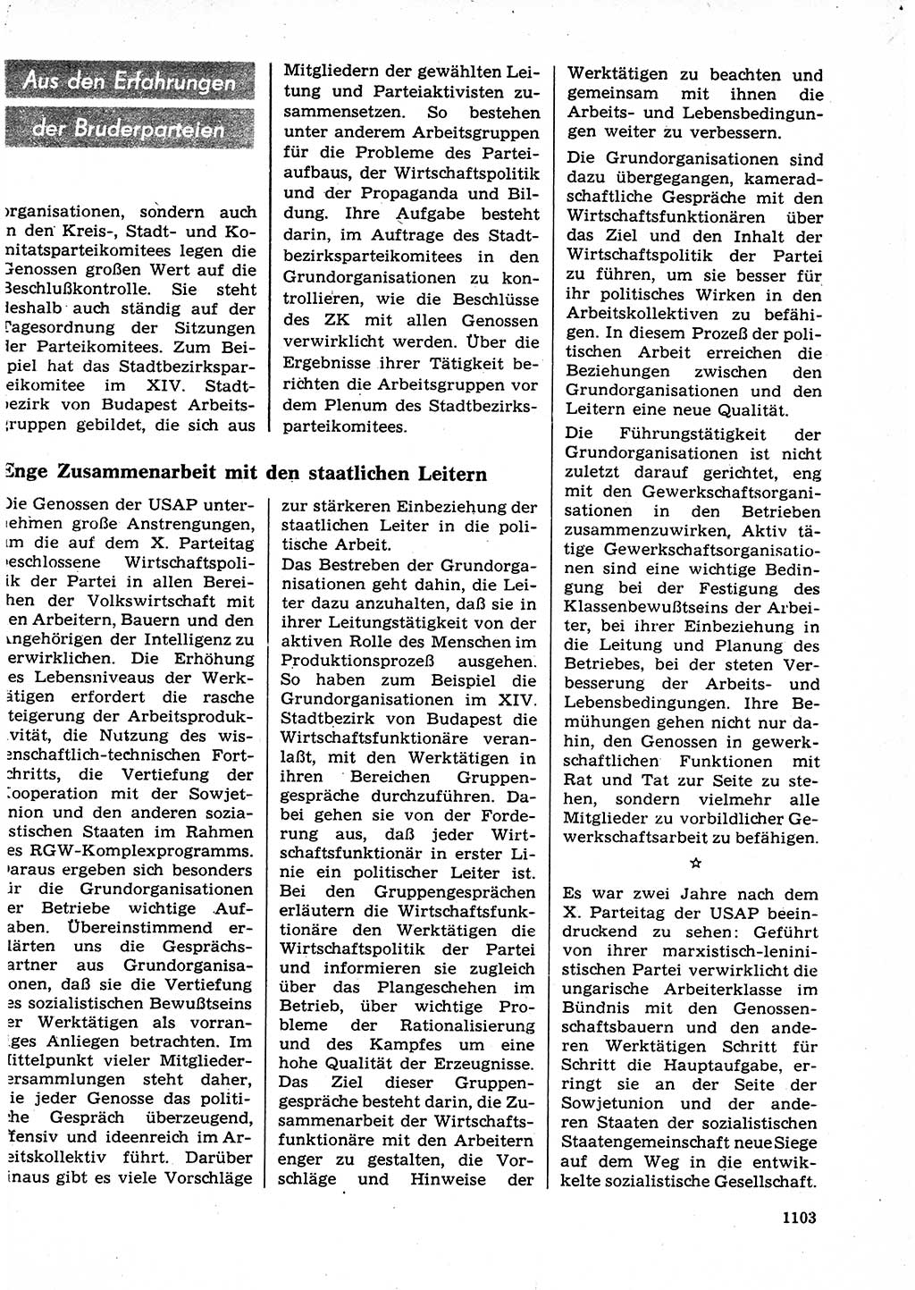 Neuer Weg (NW), Organ des Zentralkomitees (ZK) der SED (Sozialistische Einheitspartei Deutschlands) für Fragen des Parteilebens, 27. Jahrgang [Deutsche Demokratische Republik (DDR)] 1972, Seite 1103 (NW ZK SED DDR 1972, S. 1103)