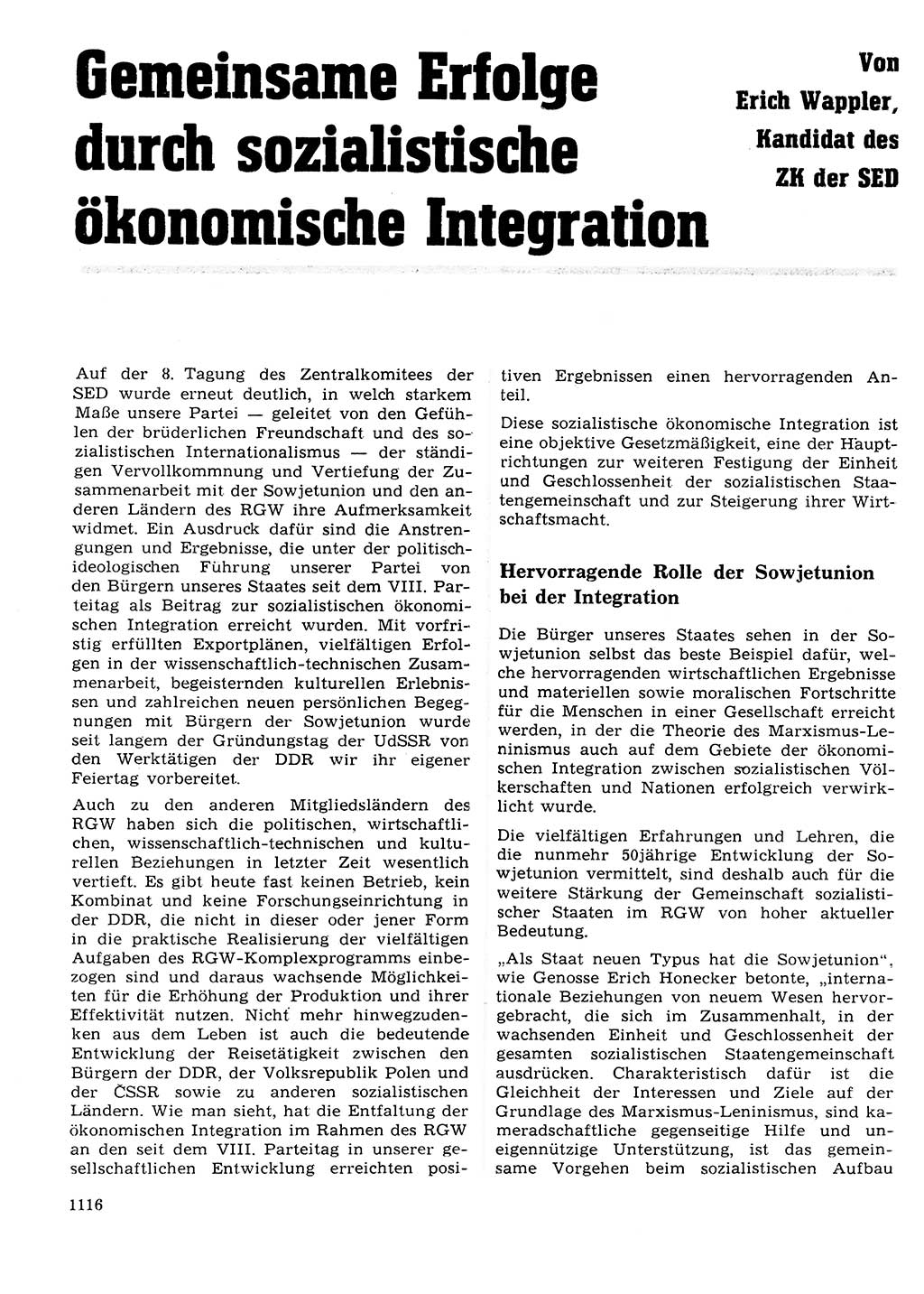 Neuer Weg (NW), Organ des Zentralkomitees (ZK) der SED (Sozialistische Einheitspartei Deutschlands) für Fragen des Parteilebens, 27. Jahrgang [Deutsche Demokratische Republik (DDR)] 1972, Seite 1116 (NW ZK SED DDR 1972, S. 1116)
