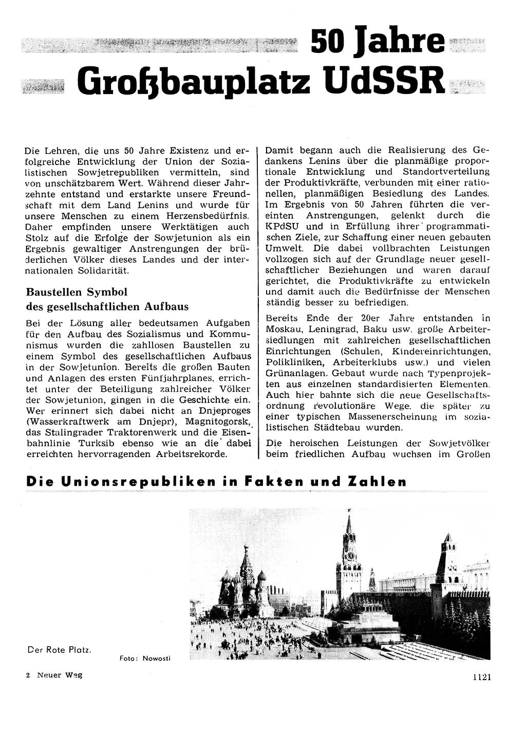 Neuer Weg (NW), Organ des Zentralkomitees (ZK) der SED (Sozialistische Einheitspartei Deutschlands) für Fragen des Parteilebens, 27. Jahrgang [Deutsche Demokratische Republik (DDR)] 1972, Seite 1121 (NW ZK SED DDR 1972, S. 1121)
