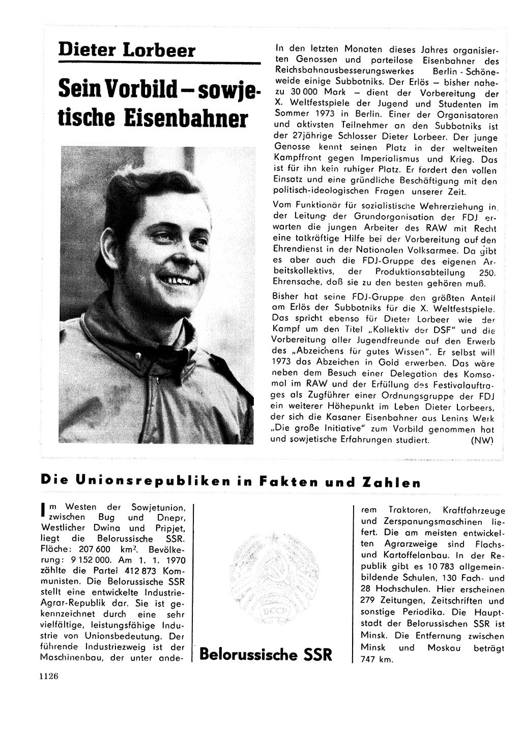 Neuer Weg (NW), Organ des Zentralkomitees (ZK) der SED (Sozialistische Einheitspartei Deutschlands) für Fragen des Parteilebens, 27. Jahrgang [Deutsche Demokratische Republik (DDR)] 1972, Seite 1126 (NW ZK SED DDR 1972, S. 1126)