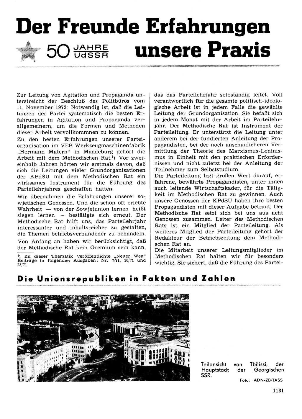Neuer Weg (NW), Organ des Zentralkomitees (ZK) der SED (Sozialistische Einheitspartei Deutschlands) für Fragen des Parteilebens, 27. Jahrgang [Deutsche Demokratische Republik (DDR)] 1972, Seite 1131 (NW ZK SED DDR 1972, S. 1131)