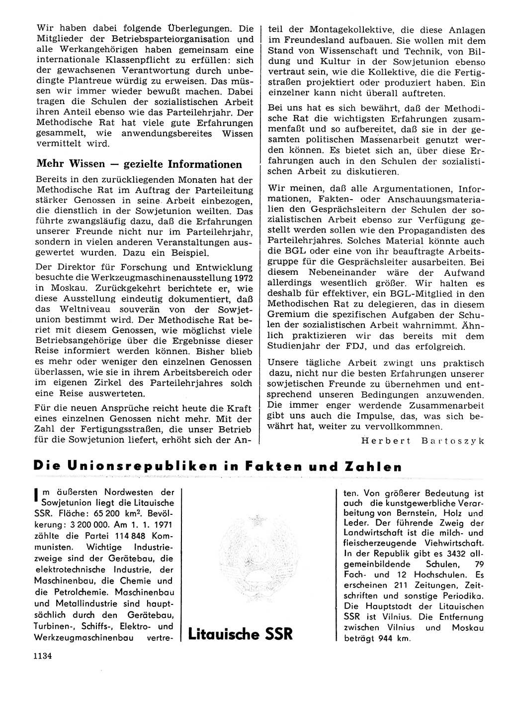 Neuer Weg (NW), Organ des Zentralkomitees (ZK) der SED (Sozialistische Einheitspartei Deutschlands) für Fragen des Parteilebens, 27. Jahrgang [Deutsche Demokratische Republik (DDR)] 1972, Seite 1134 (NW ZK SED DDR 1972, S. 1134)