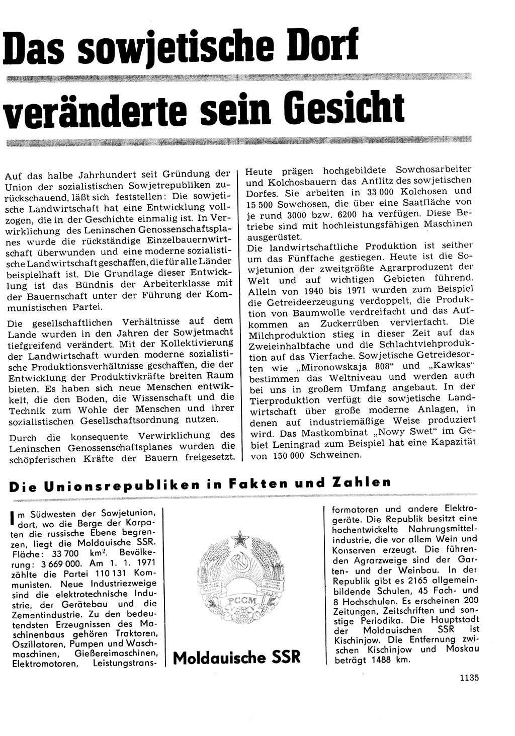 Neuer Weg (NW), Organ des Zentralkomitees (ZK) der SED (Sozialistische Einheitspartei Deutschlands) für Fragen des Parteilebens, 27. Jahrgang [Deutsche Demokratische Republik (DDR)] 1972, Seite 1135 (NW ZK SED DDR 1972, S. 1135)