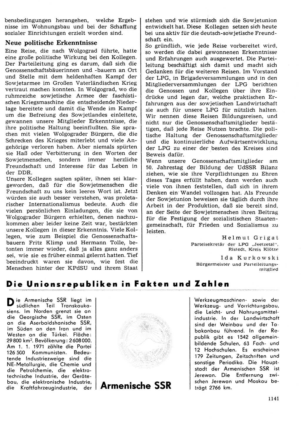 Neuer Weg (NW), Organ des Zentralkomitees (ZK) der SED (Sozialistische Einheitspartei Deutschlands) für Fragen des Parteilebens, 27. Jahrgang [Deutsche Demokratische Republik (DDR)] 1972, Seite 1141 (NW ZK SED DDR 1972, S. 1141)