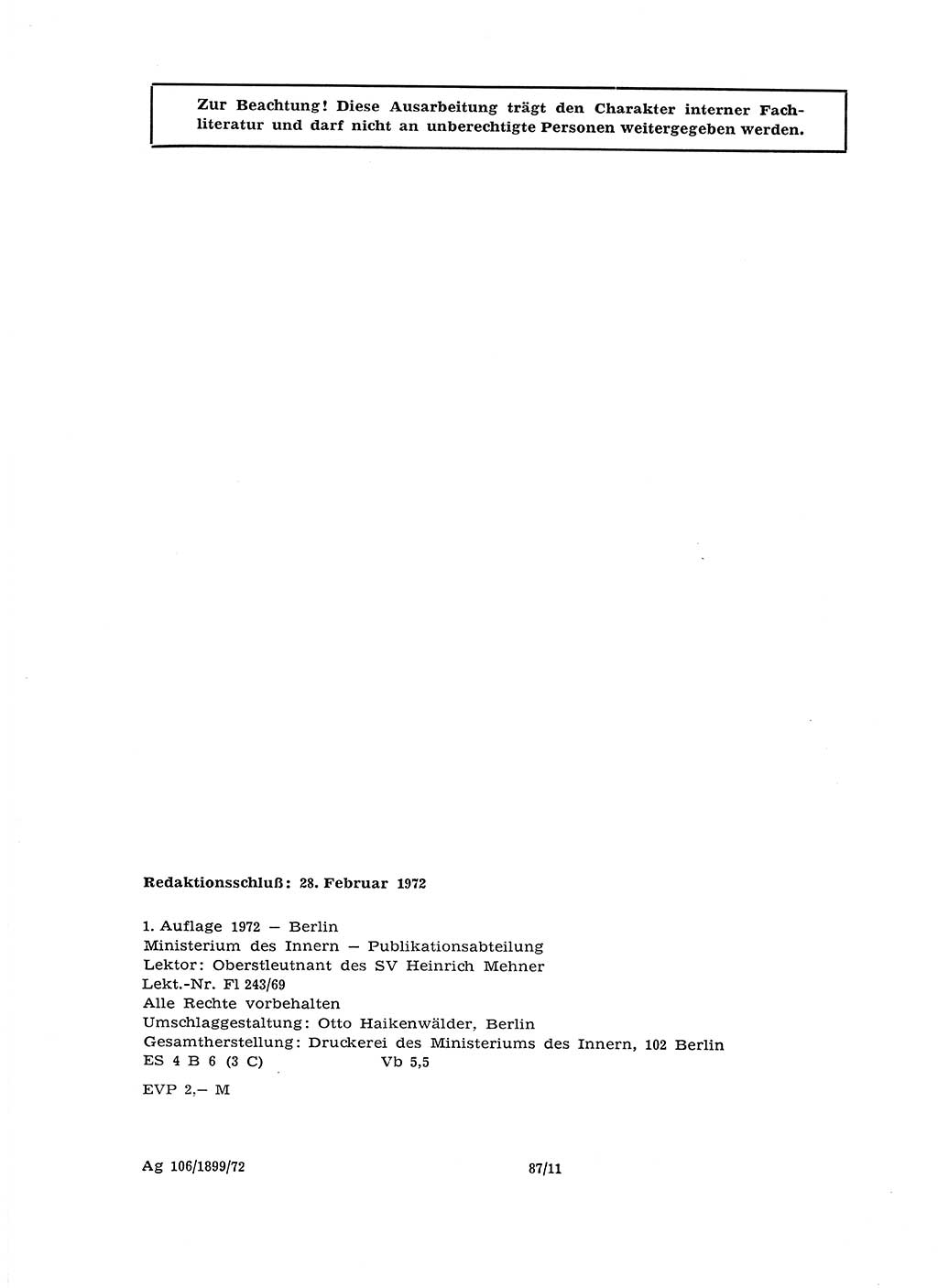 Sozialistischer Strafvollzug (SV) [Deutsche Demokratische Republik (DDR)] 1972, Seite 4 (Soz. SV DDR 1972, S. 4)