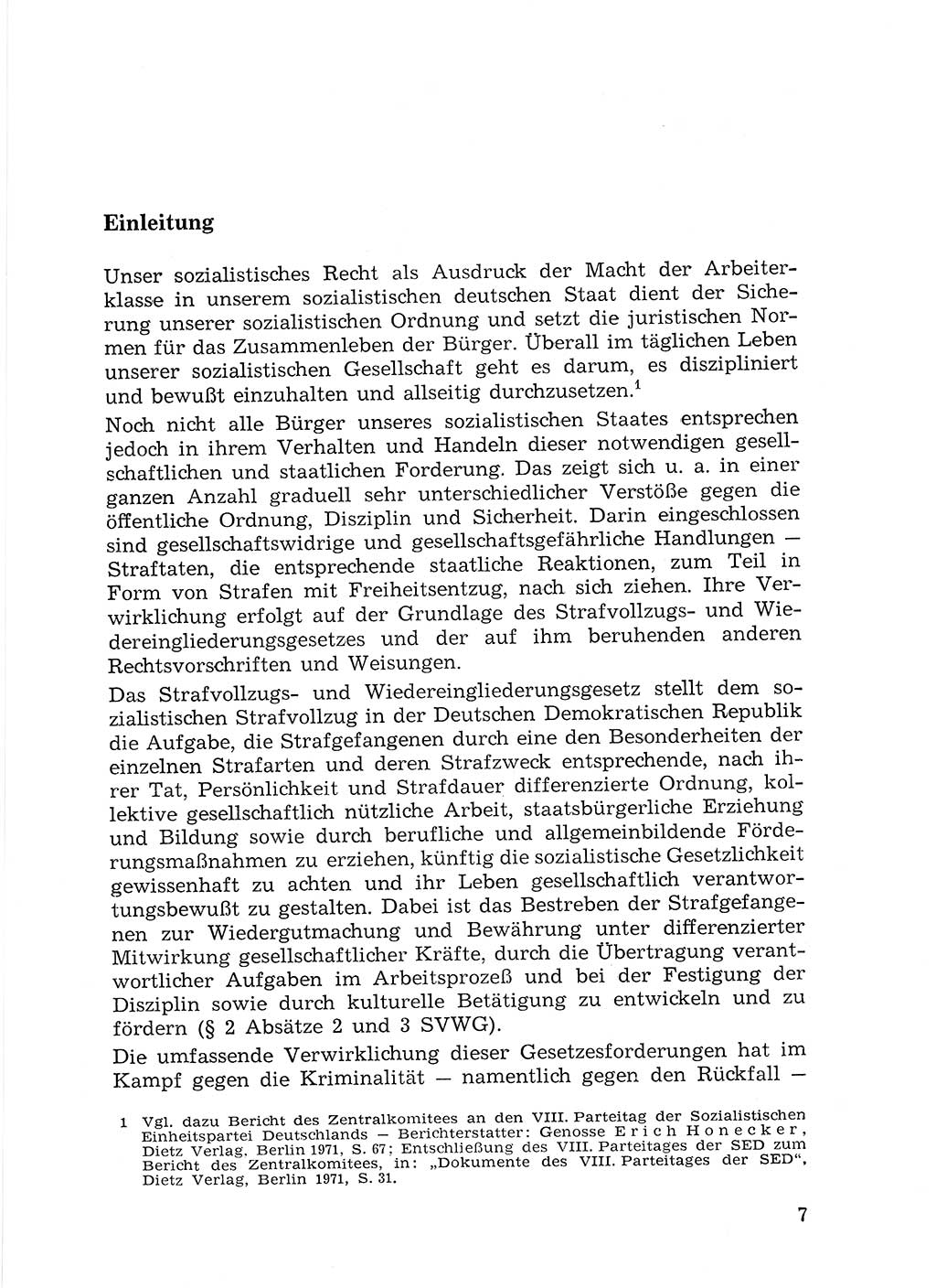 Sozialistischer Strafvollzug (SV) [Deutsche Demokratische Republik (DDR)] 1972, Seite 7 (Soz. SV DDR 1972, S. 7)