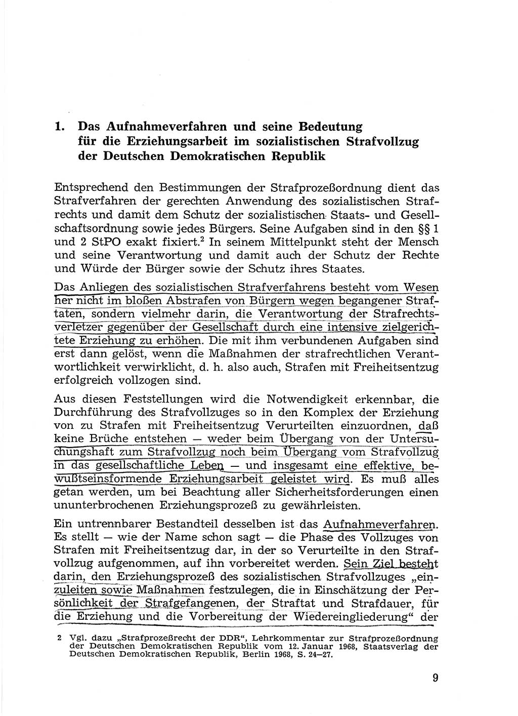 Sozialistischer Strafvollzug (SV) [Deutsche Demokratische Republik (DDR)] 1972, Seite 9 (Soz. SV DDR 1972, S. 9)