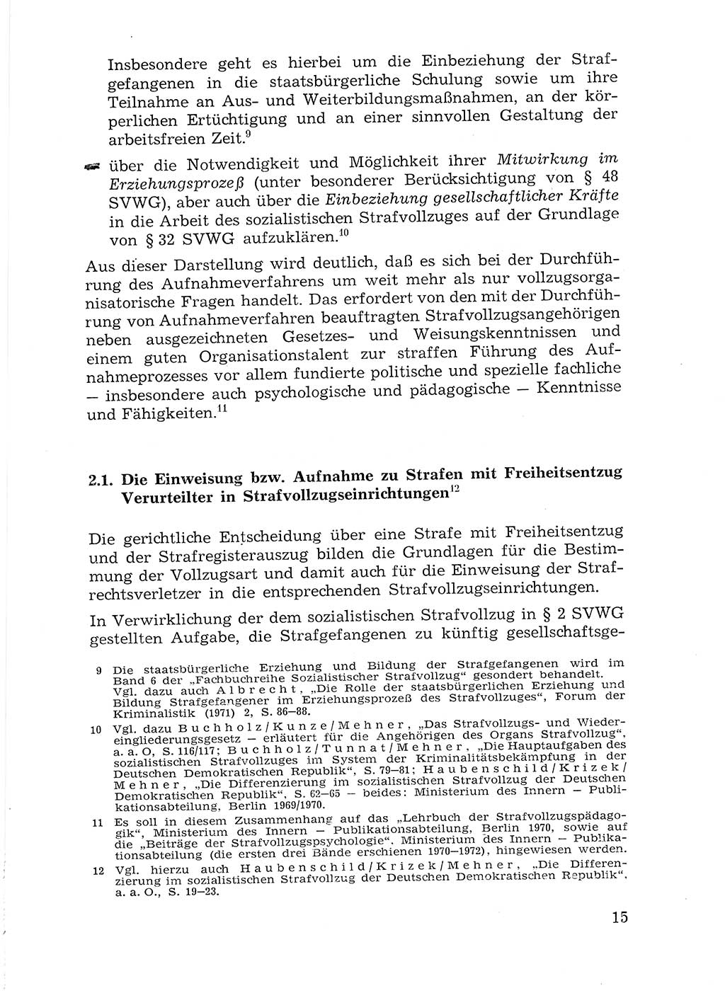 Sozialistischer Strafvollzug (SV) [Deutsche Demokratische Republik (DDR)] 1972, Seite 15 (Soz. SV DDR 1972, S. 15)