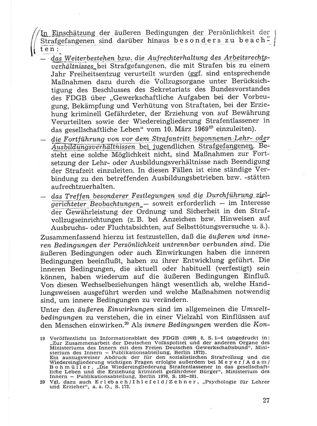 Sozialistischer Strafvollzug (SV) [Deutsche Demokratische Republik (DDR)] 1972, Seite 27 (Soz. SV DDR 1972, S. 27)