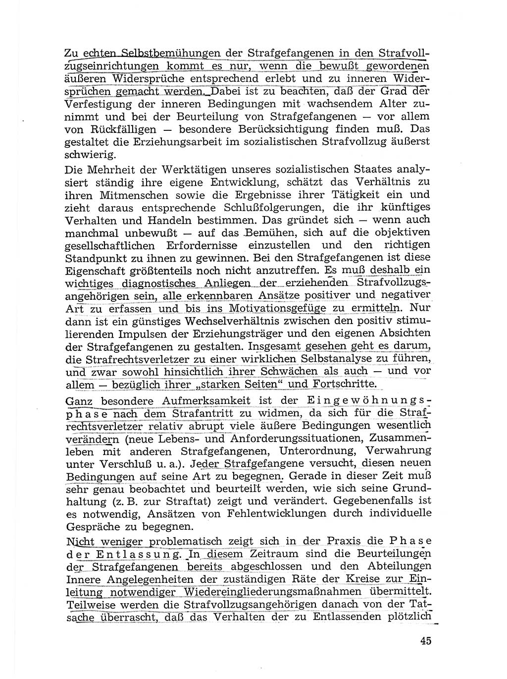 Sozialistischer Strafvollzug (SV) [Deutsche Demokratische Republik (DDR)] 1972, Seite 45 (Soz. SV DDR 1972, S. 45)