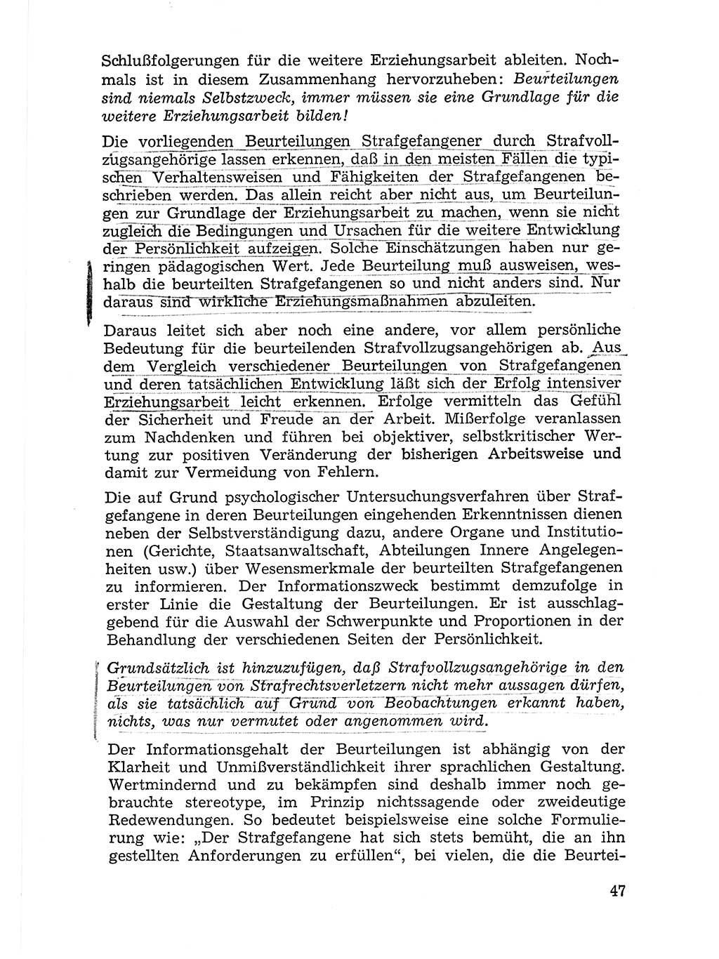 Sozialistischer Strafvollzug (SV) [Deutsche Demokratische Republik (DDR)] 1972, Seite 47 (Soz. SV DDR 1972, S. 47)
