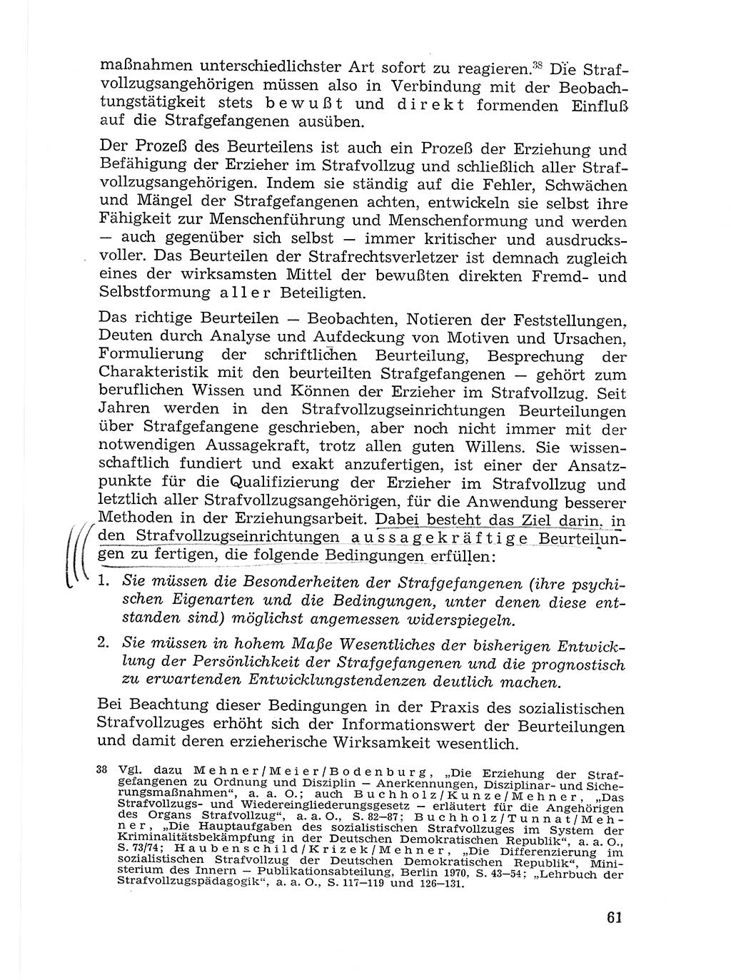 Sozialistischer Strafvollzug (SV) [Deutsche Demokratische Republik (DDR)] 1972, Seite 61 (Soz. SV DDR 1972, S. 61)