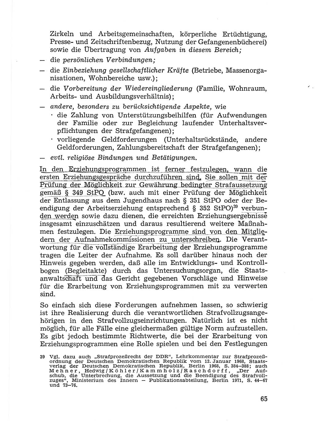 Sozialistischer Strafvollzug (SV) [Deutsche Demokratische Republik (DDR)] 1972, Seite 65 (Soz. SV DDR 1972, S. 65)