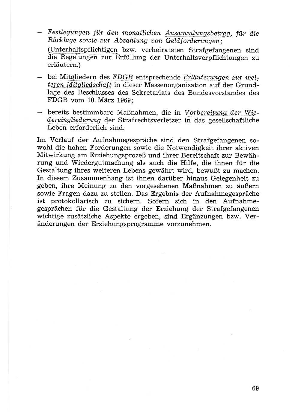 Sozialistischer Strafvollzug (SV) [Deutsche Demokratische Republik (DDR)] 1972, Seite 69 (Soz. SV DDR 1972, S. 69)