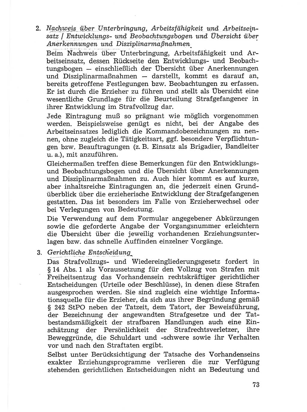 Sozialistischer Strafvollzug (SV) [Deutsche Demokratische Republik (DDR)] 1972, Seite 73 (Soz. SV DDR 1972, S. 73)