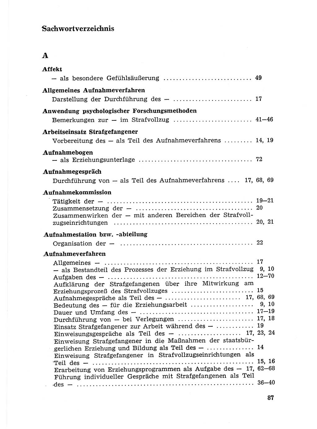 Sozialistischer Strafvollzug (SV) [Deutsche Demokratische Republik (DDR)] 1972, Seite 87 (Soz. SV DDR 1972, S. 87)
