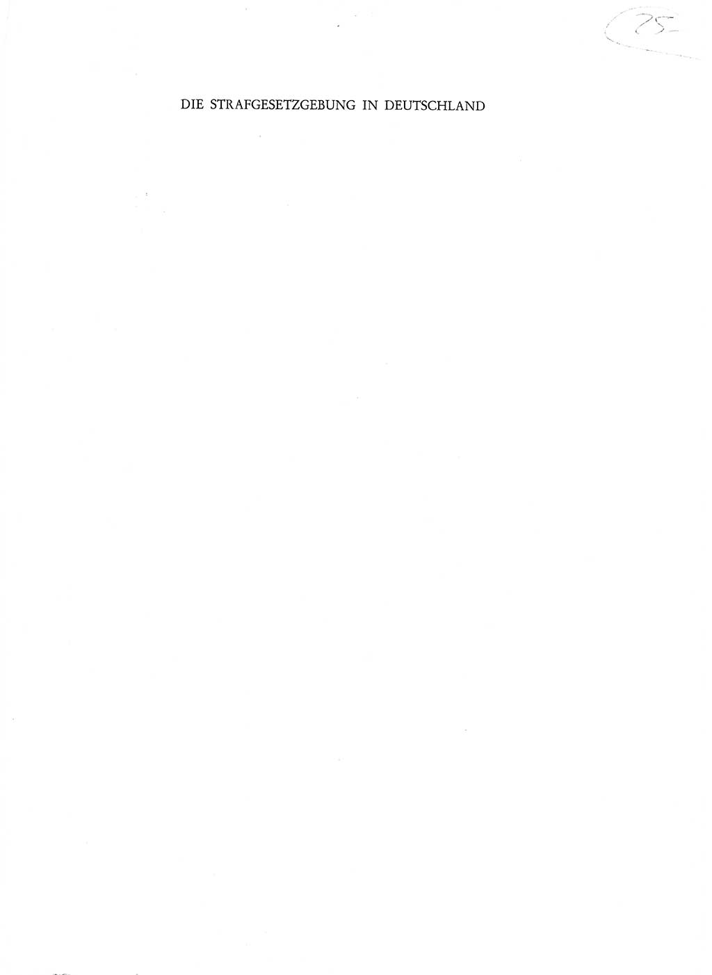 Strafgesetzgebung in Deutschland [Bundesrepublik Deutschland (BRD) und Deutsche Demokratische Republik (DDR)] 1972, Seite 1 (Str.-Ges. Dtl. StGB BRD DDR 1972, S. 1)