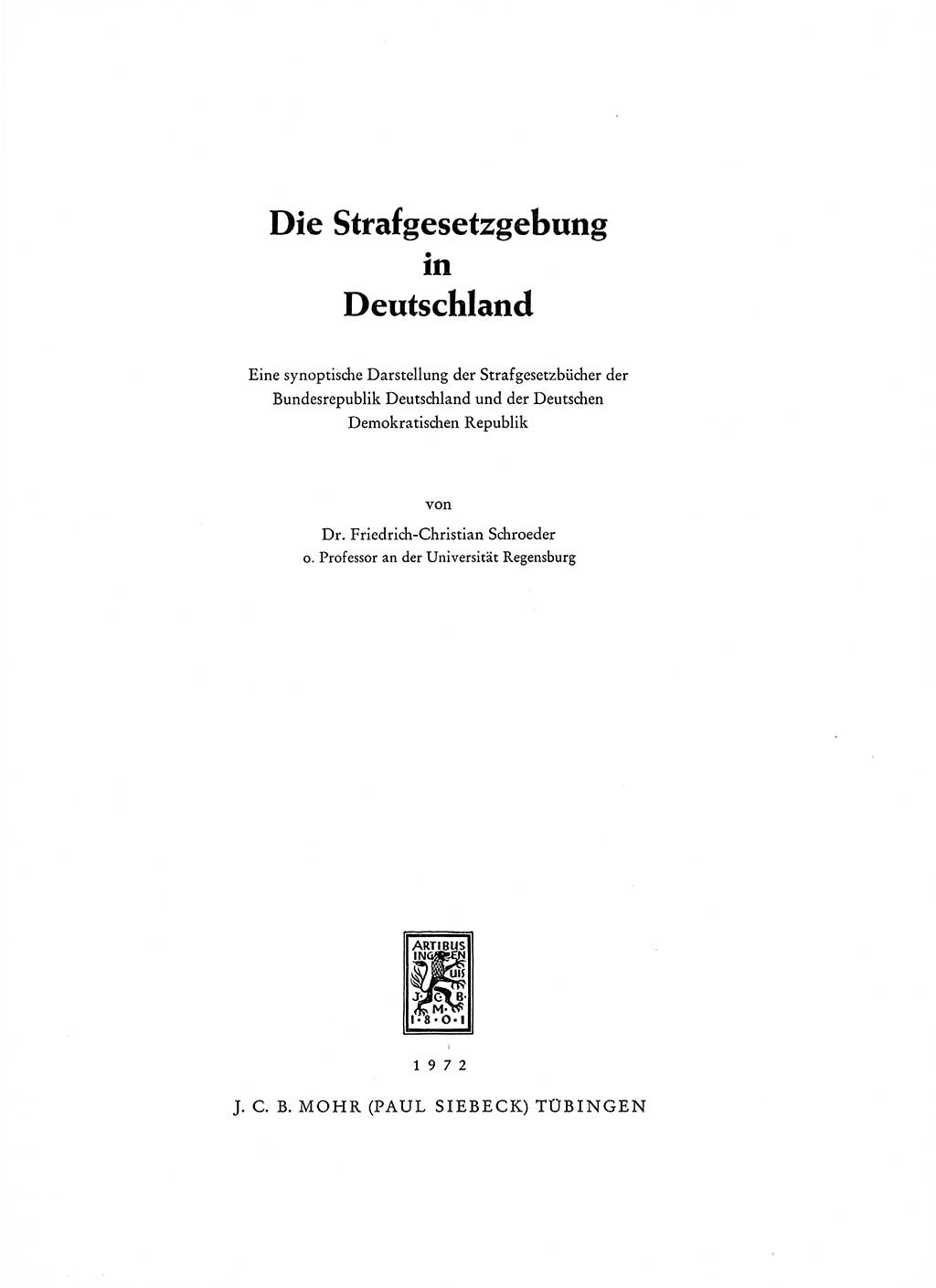 Strafgesetzgebung in Deutschland [Bundesrepublik Deutschland (BRD) und Deutsche Demokratische Republik (DDR)] 1972, Seite 3 (Str.-Ges. Dtl. StGB BRD DDR 1972, S. 3)