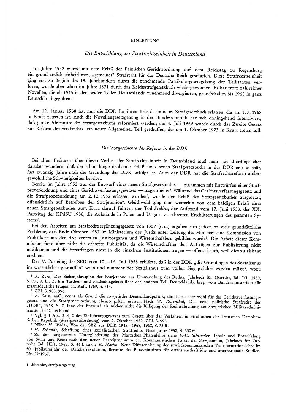 Strafgesetzgebung in Deutschland [Bundesrepublik Deutschland (BRD) und Deutsche Demokratische Republik (DDR)] 1972, Seite 1 (Str.-Ges. Dtl. StGB BRD DDR 1972, S. 1)